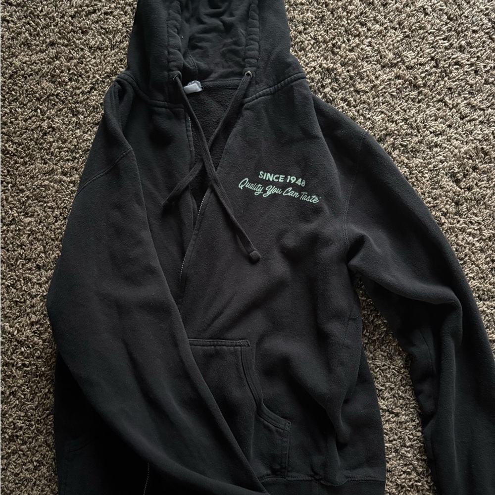 Black Hoodie with Embroidered Text